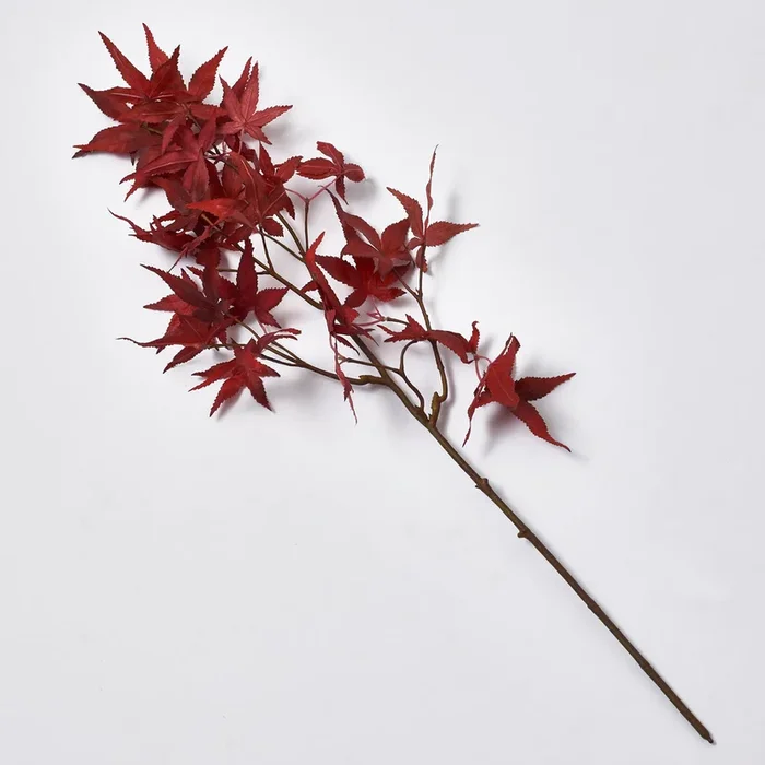 Burgundy Red Foliage Faux Japanese Maple Leaf Branch Spray – 27″