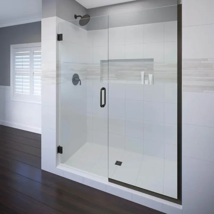 Celesta 47 in. x 72 in. Semi-Frameless Pivot Shower Door in Oil Rubbed Bronze with Handle