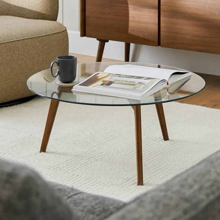 Clarus 31.5″ Glass Coffee Table – Walnut