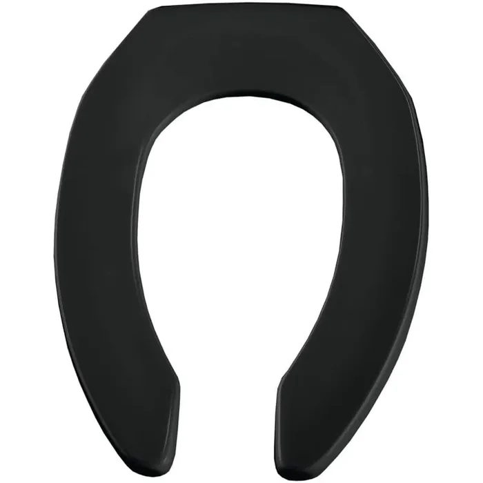 Commercial Elongated Self Sustaining Never-Loosens Plastic Toilet Seat in Black
