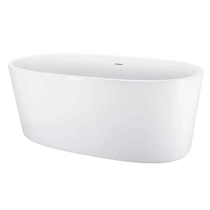 Contemporary 58.50 in. x 29.64 in. Soaking Bathtub with Center Drain in White