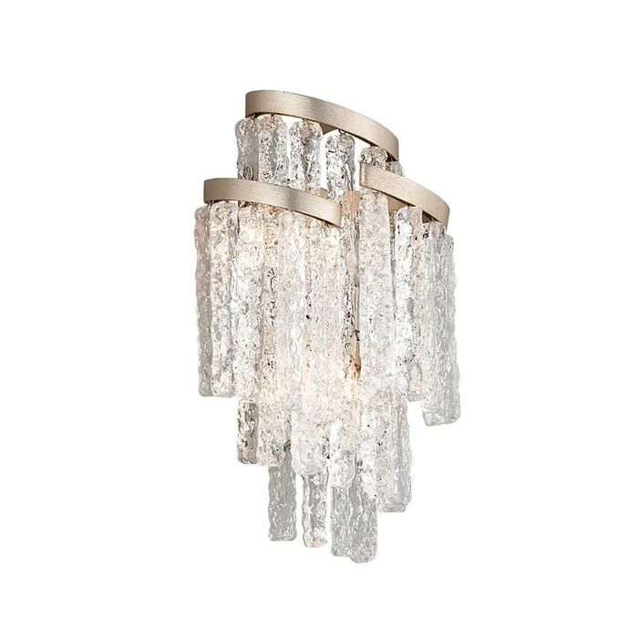 Corbett Lighting – 243-13 – Three Light Wall Sconce – Mont Blanc – Modern Silver Leaf