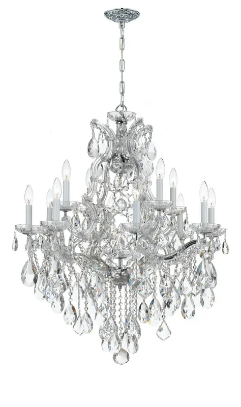 Crystorama – 4413-CH-CL-SAQ – 13 Light Chandelier – Maria Theresa – Polished Chrome – 4413CHCLSAQ