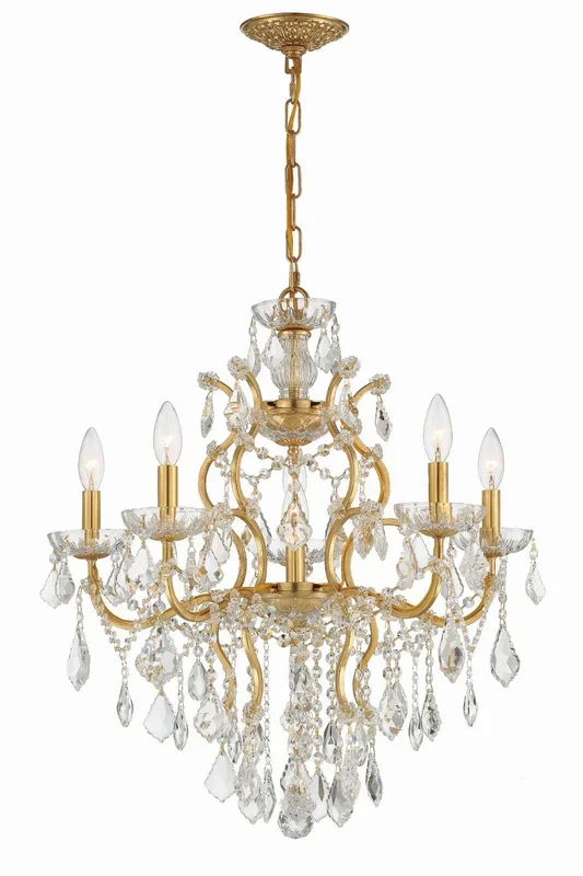 Crystorama – 4455-GA-CL-SAQ – Six Light Chandelier – Filmore – Antique Gold – 4455GACLSAQ