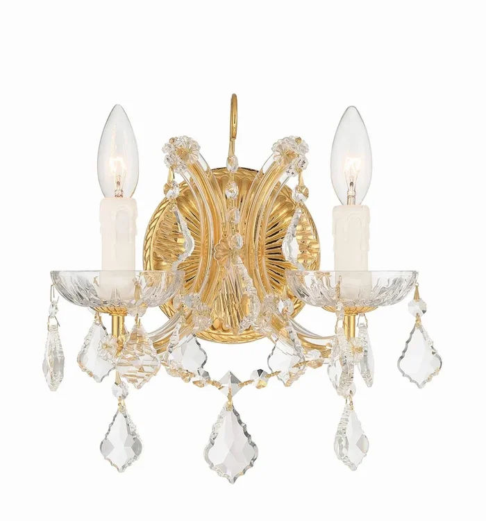 Crystorama – 4472-GD-CL-MWP – Two Light Wall Sconce – Maria Theresa – Gold – 4472GDCLMWP
