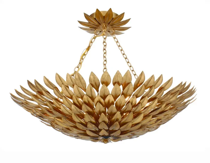Crystorama – 517-GA_CEILING – Six Light Semi Flush Mount – Broche – Antique Gold – 517GACEILING