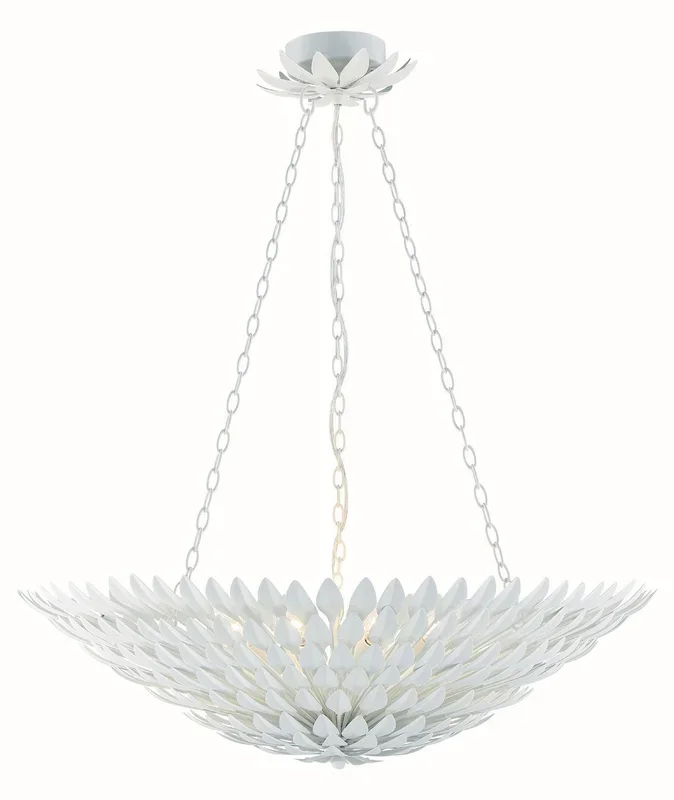Crystorama – 519-MT – Eight Light Chandelier – Broche – Matte White – 519MT