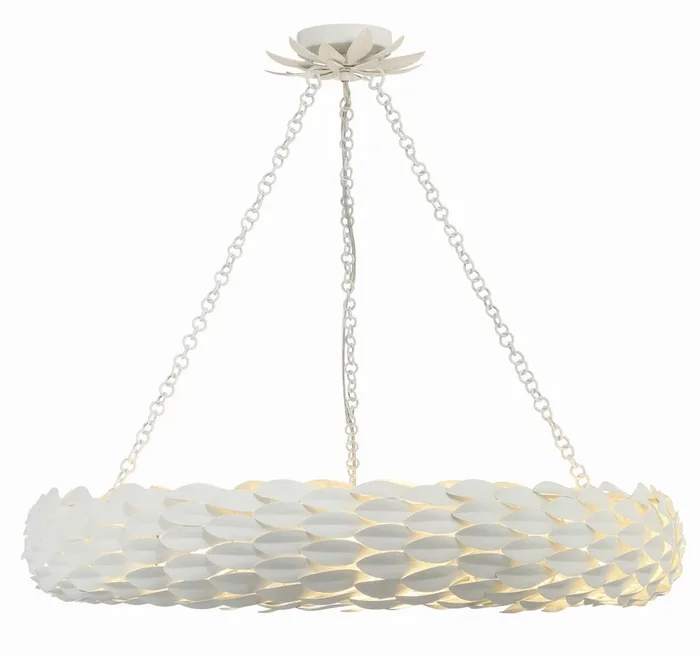 Crystorama – 538-MT – Eight Light Pendant – Broche – Matte White – 538MT