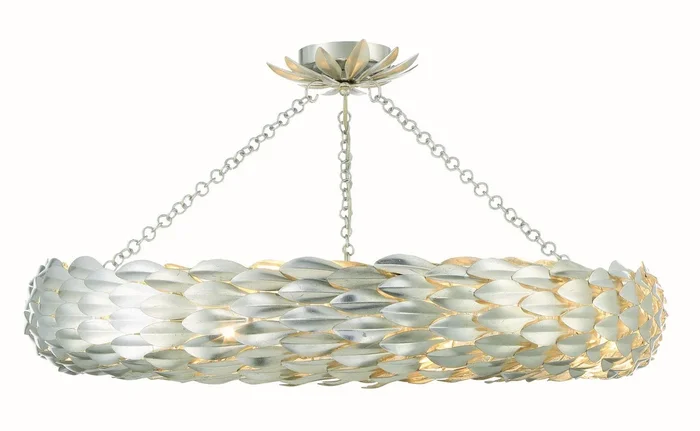 Crystorama – 538-SA_CEILING – Eight Light Semi Flush Mount – Broche – Antique Silver – 538SACEILING