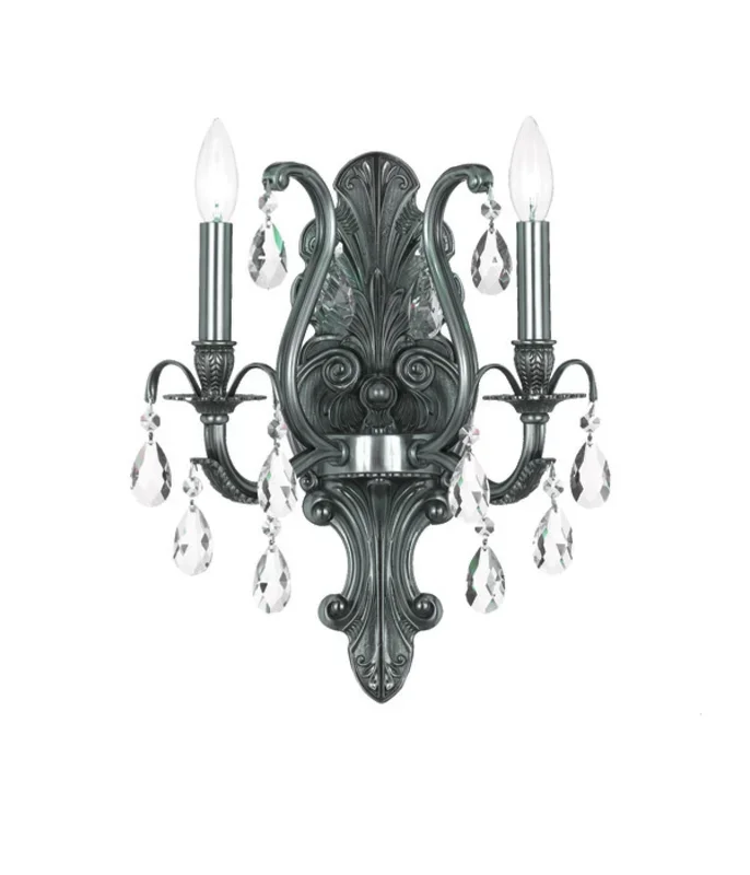 Crystorama – 5563-PW-CL-MWP – Two Light Wall Sconce – Dawson – Pewter – 5563PWCLMWP