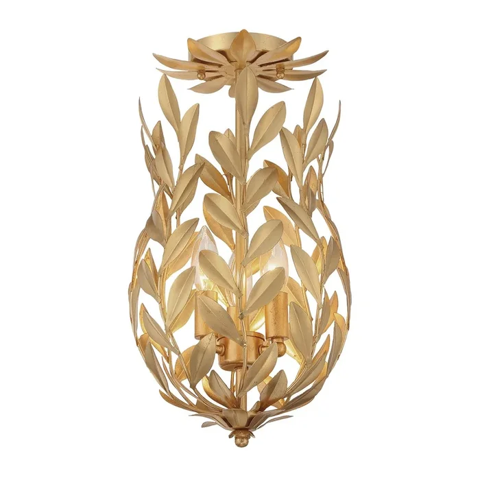 Crystorama – 563-GA_CEILING – Three Light Semi Flush Mount – Broche – Antique Gold – 563GACEILING
