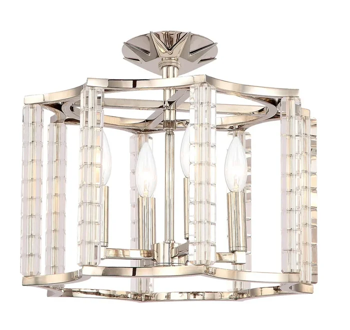 Crystorama – 8854-PN_CEILING – Four Light Semi Flush Mount – Carson – Polished Nickel – 8854PNCEILING