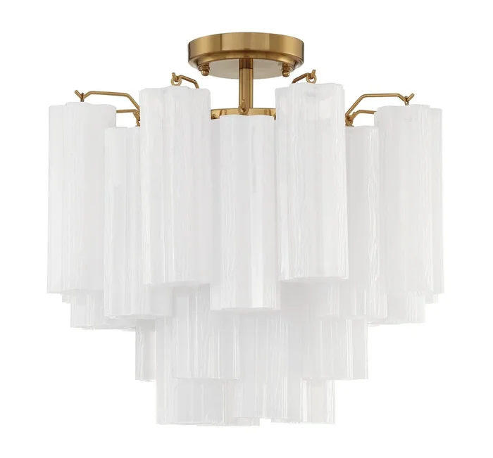 Crystorama – ADD-300-AG-WH_CEILING – Four Light Semi Flush Mount – Addis – Aged Brass – ADD300AGWHCEILING