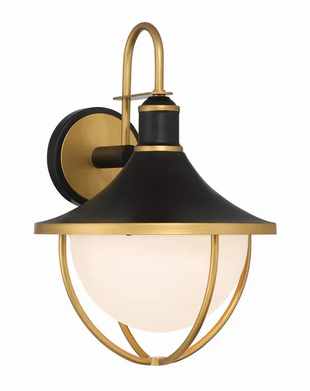 Crystorama – ATL-702-MK-TG – One Light Outdoor Wall Sconce – Atlas – Matte Black + Textured Gold – ATL702MKTG