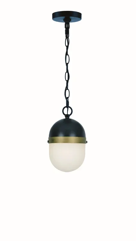 Crystorama – CAP-8506-MK-TG – Three Light Outdoor Pendant – Capsule – Matte Black + Textured Gold – CAP8506MKTG