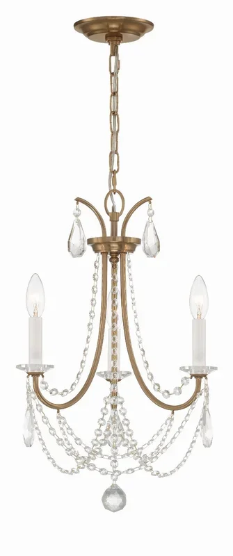 Crystorama – KAR-90903-AG-CL-MWP – Three Light Mini Chandelier – Karrington – Aged Brass – KAR90903AGCLMWP