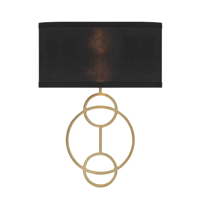 Crystorama – LRL-992-VG-BK – Two Light Wall Sconce – Laurel – Vibrant Gold – LRL992VGBK