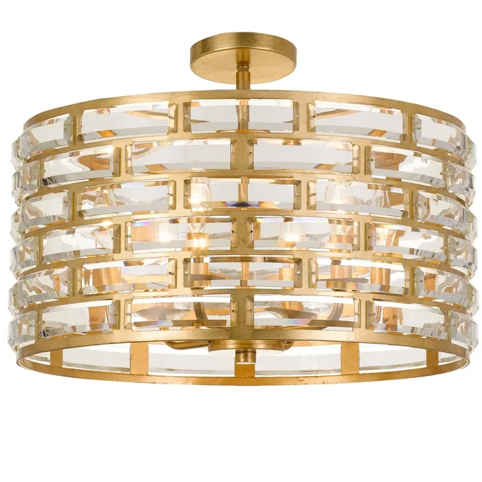 Crystorama – MER-4866-GA_CEILING – Six Light Semi Flush Mount – Meridian – Antique Gold – MER4866GACEILING