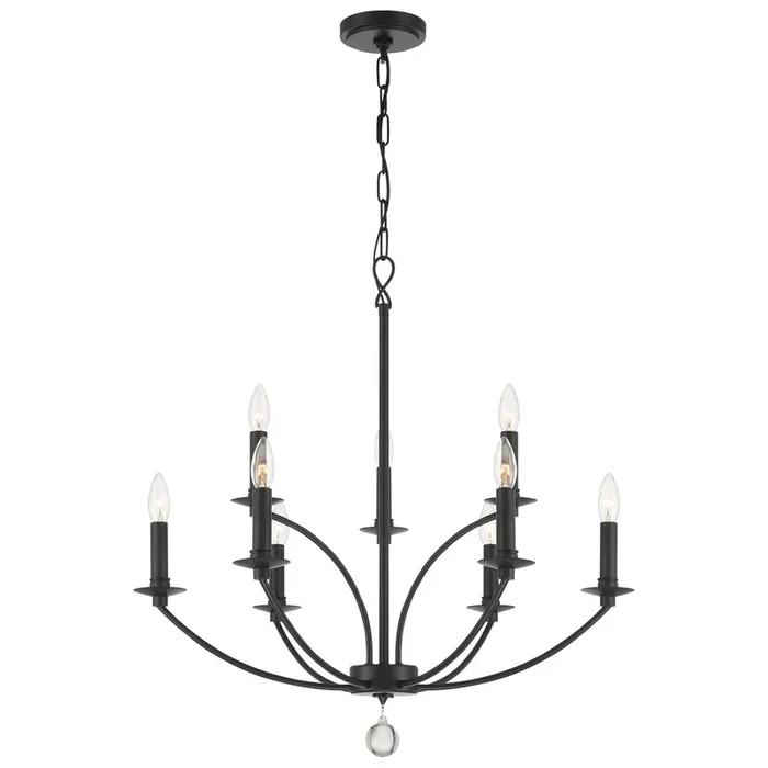Crystorama – MIL-8009-BK – Nine Light Chandelier – Mila – Black – MIL8009BK