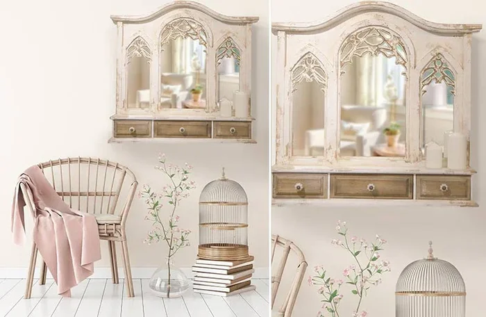 Distressed Mirror Wall Shelf – Decor Steals
