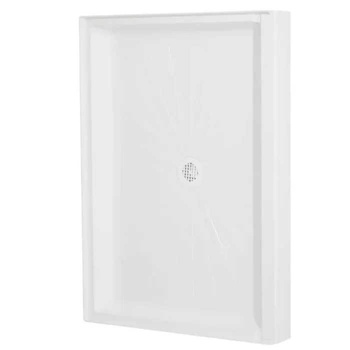 Durabase 48 in. L x 34 in. W Single Threshold Alcove Shower Pan Base with Center Drain in White