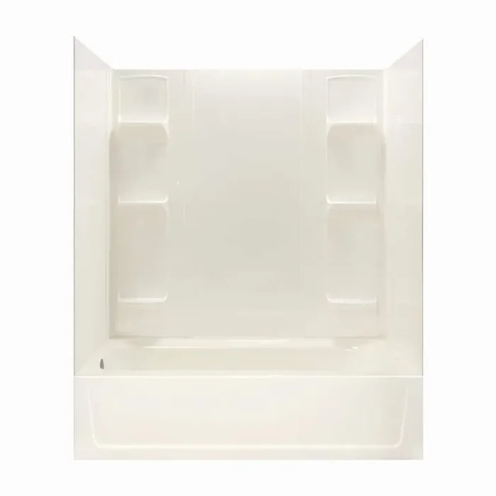 Durawall 60 in. L x 30 in. W x 73.75 in. H Rectangular Tub/ Shower Combo Unit in Bone with Left-Hand Drain