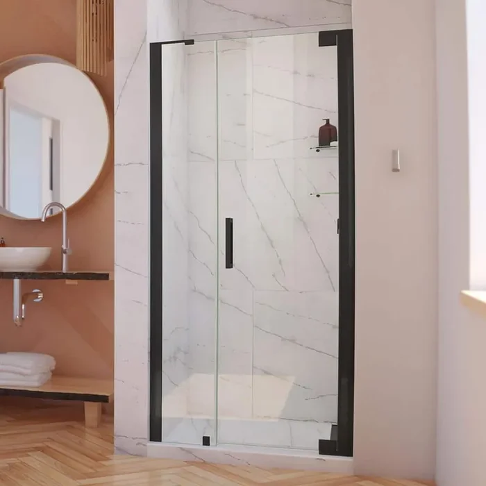 Elegance-LS 40-1/2 in. to 42-1/2 in. W x 72 in. H Frameless Pivot Shower Door in Matte Black