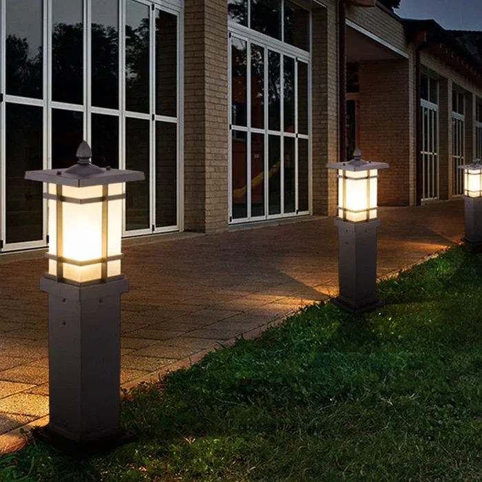 Elegant Vintage Pavilion Black Bollard Lights Retro Outdoor Pathway Lamp