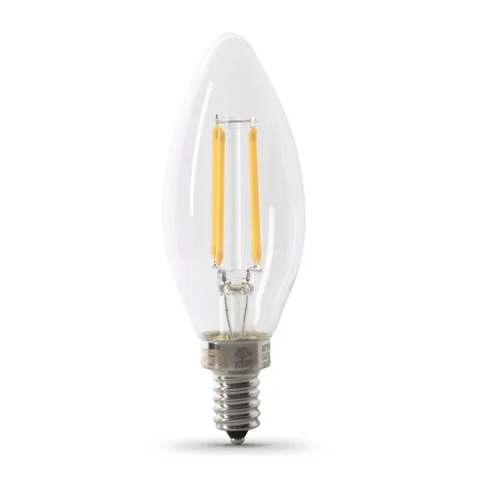 Feit Electric 10W [100W Equivalent] Bright White 3000K E12 Base B10 Blunt Tip Dimmable Filament LED Bulb 2-Pack (BPCTC100930CAFIL/2)