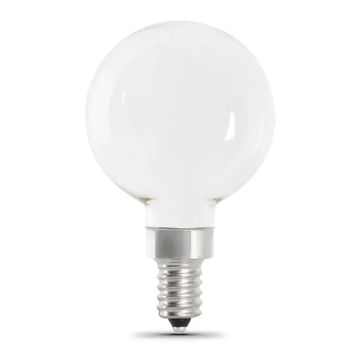 Feit Electric 5.5W Daylight 5000K E12 Base G16.5 Dimmable Enhance Glass Filament Globe LED Bulb 2-Pack (BPG1660W950CAFIL2/RP)
