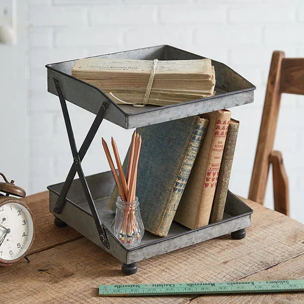 Galvanized Two-Tier Square Tray – Decor Steals