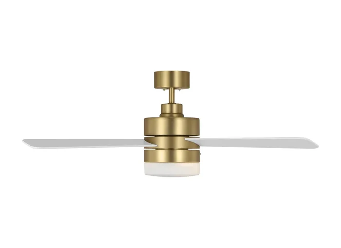 Generation Lighting Era 44 LED Ceiling Fan In Burnished Brass With Matte White Blades And Light Kit (3ERAR44BBSD)