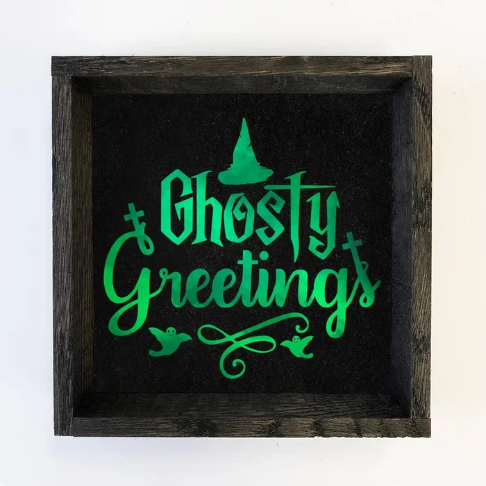 Ghostly Greetings – Cute Halloween Sign – Halloween Word Art