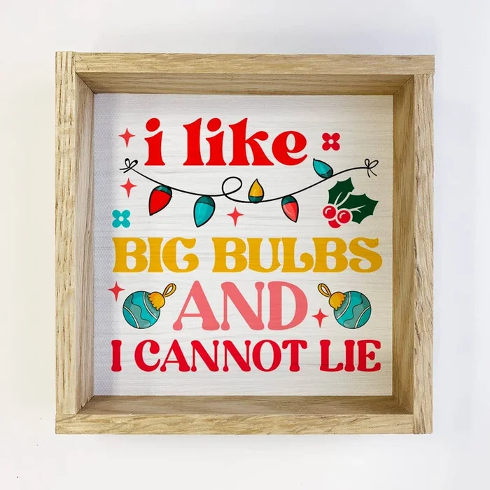 I Like Big Bulbs and I Cannot Lie – Christmas Canvas Sign