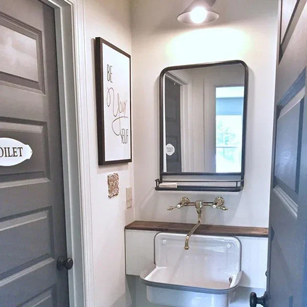 Industrial Mirror With Shelf | Industrial Style Mirror With Shelf – Decor Steals