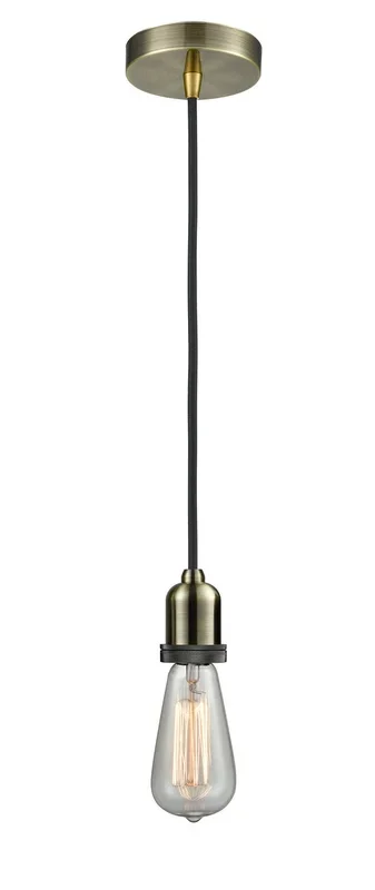 Innovations – 100AB-10BK-0AB – One Light Mini Pendant – Whitney – Antique Brass