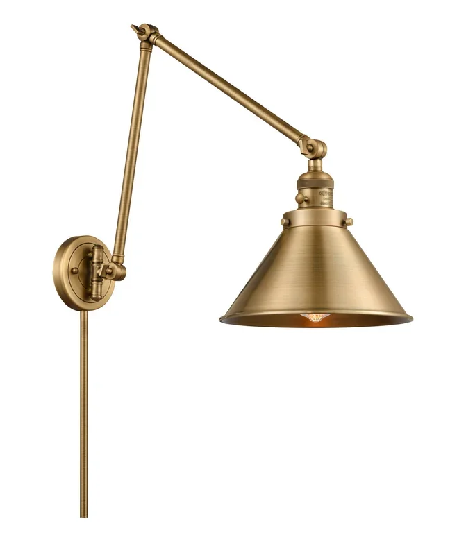 Innovations – 238-BB-M10-BB – One Light Swing Arm Lamp – Franklin Restoration – Brushed Brass – 238BBM10BB