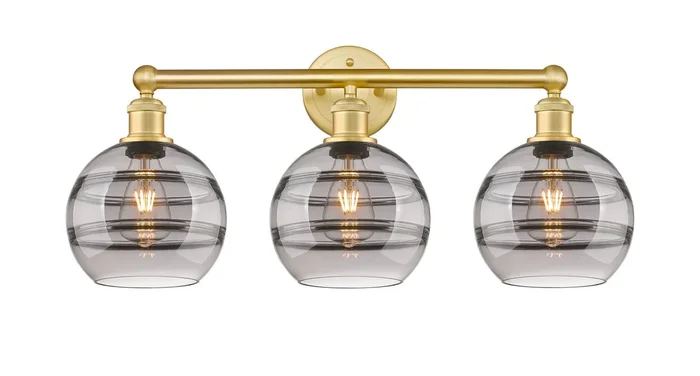 Innovations – 616-3W-SG-G556-8SM – Three Light Bath Vanity – Edison – Satin Gold – 6163WSGG5568SM