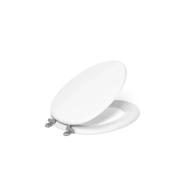 Kathryn Elongated Toilet Seat with Polished Chrome Hinge in White