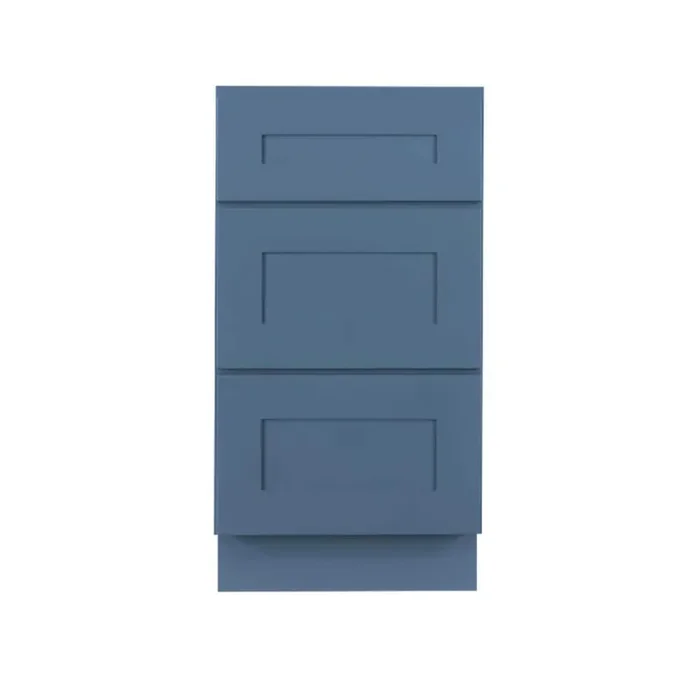 Lancaster Blue Plywood Shaker Stock Assembled 3-Drawer Base Kitchen Cabinet 18 in. W x 34.5 in. D H x 24 in. D