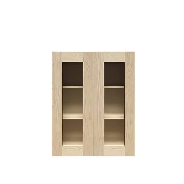 Lancaster Shaker Assembled 30 in. x 30 in. x 12 in. Wall Cabinet with 2 Mullion Doors in Natural Wood