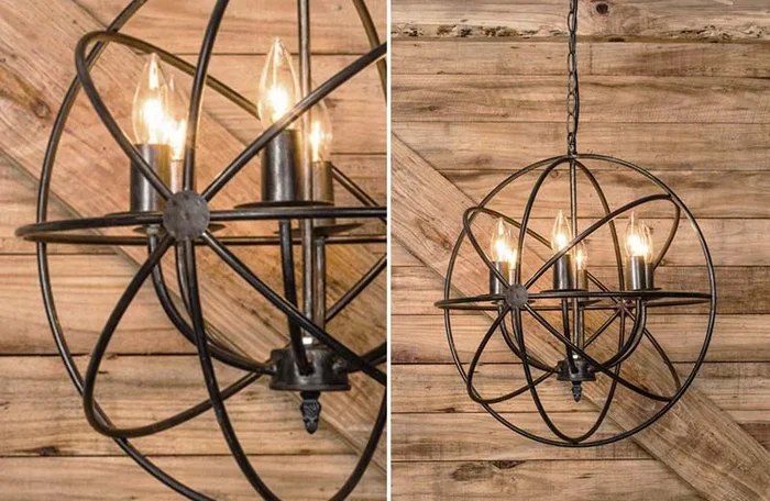 Large Metal Sphere Chandelier – Industrial Charm – Decor Steals