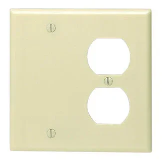 Leviton 2-Gang 1-Duplex 1-Blank Device Combination Wall Plate Standard Size Thermoset Box Mount Ivory (86008)
