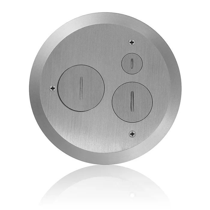 Leviton Nickel Cover Plate For Concrete Floor Box 1 Screw Cap 2 Data Caps (FBC1S-N)