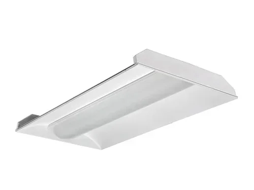 Lithonia LED 2X2 Volumetric Architectural Fixture White Lower Bracket 2000Lm Acrylic Diffuser Linear Prismatic Lens EldoLED Dimming To 1 Percent 80 CRI 3500K (2VTL2RT 20L ADP EZ1 LP835)
