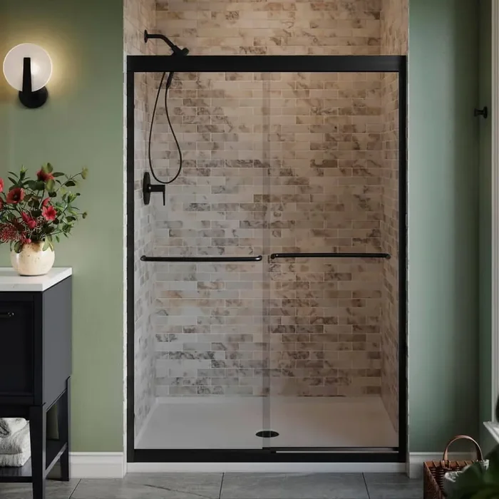 Lively 45-48 in. W x 70 in. H Frameless Sliding Shower Door in Matte Black with 1/4 in. Thick Crystal Clear Glass