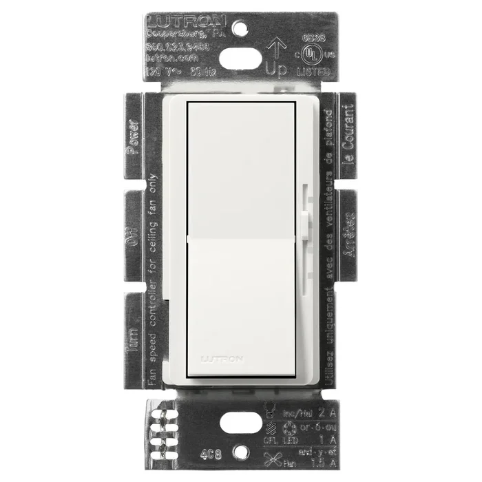 Lutron Diva (Gloss) 1.5A Single Pole 3-Speed Quite Fan/Light Control Architectural White (DVSCFSQ-LF-RW)