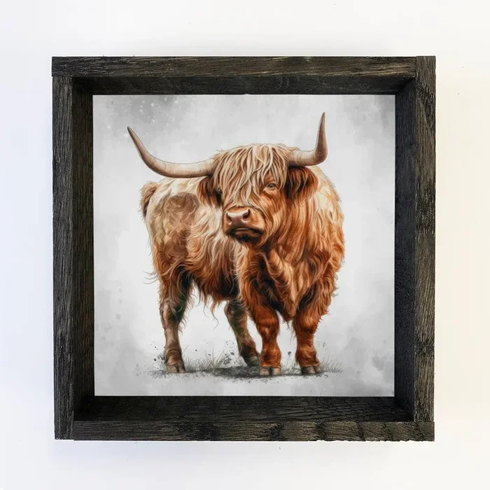 Majestic Highland Cow – Cute Framed Animal Wall Art – Decor