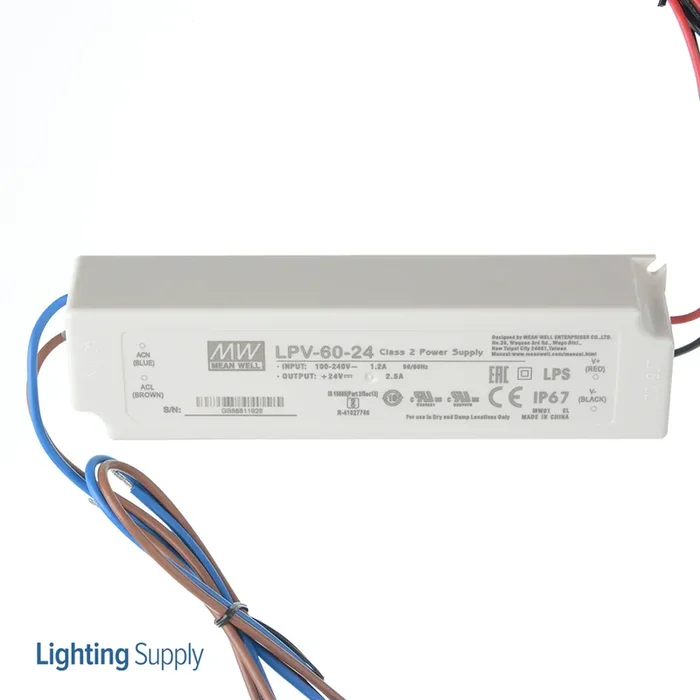 Mean Well DC LED Driver 24V 60W 5.0 Amp 120-277V (LPV-60-24)