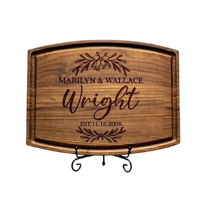 Medium 9 in. x 12 in. Rectangular Wood Edge Grain Engraved Cutting Board Ideal for Gifting or Any Special Occasions